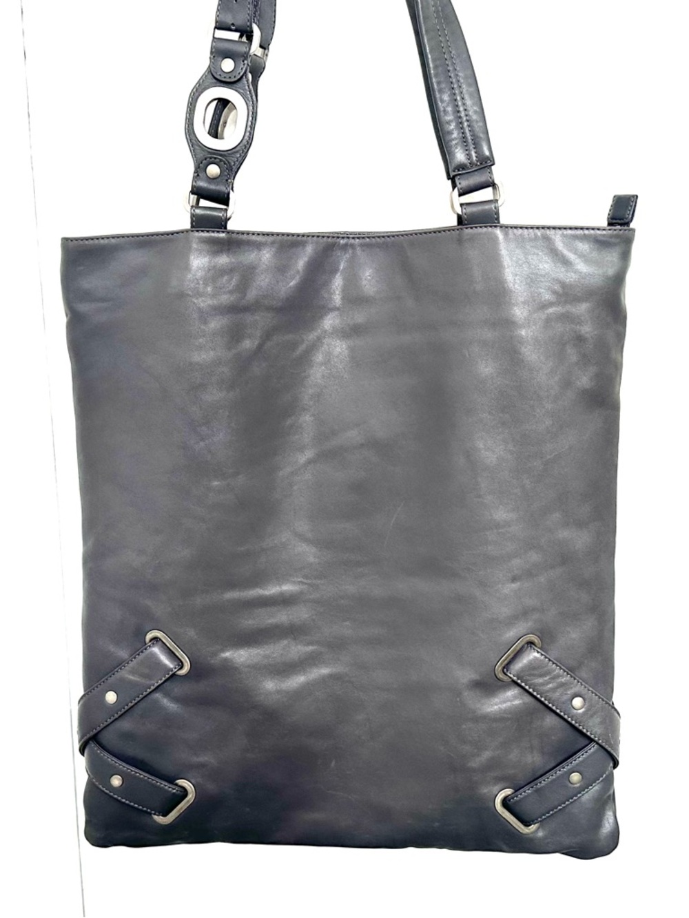 HOBO International Leather Tote Laptop Bag in Gray